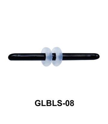 Glass Barbell with Two Trasparent Silicon Ring Outer GLBLS-08